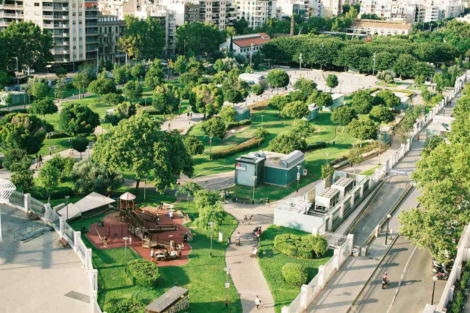 An urban landscape with a lot of greenery